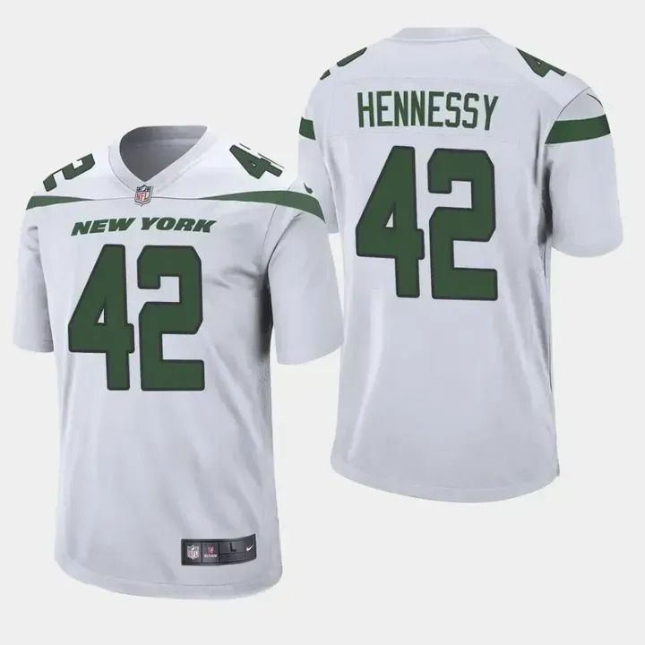 Men New York Jets 42 Thomas Hennessy Nike White Game NFL Jersey